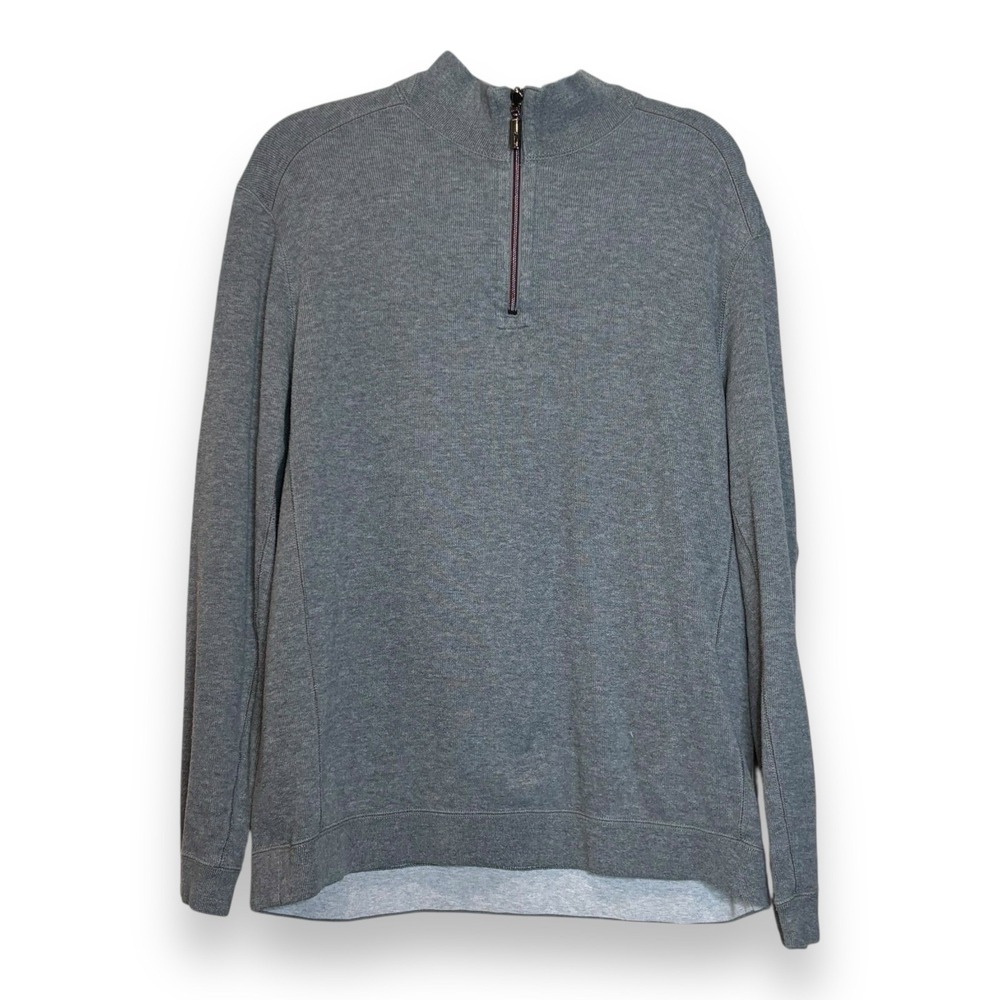 Tommy Bahama Sweater Mens Large Pullover 1/4 Zip Gray Casual Reversible